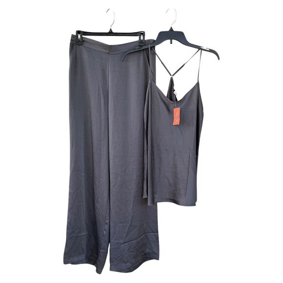 NWT State Of Day Pajama Set Ebony Grey Silky Cami & Pants Size M Women’s 2-pc - Picture 1 of 3
